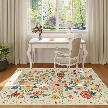 DUKINO 3x5 Area Rug, Floral Washable Rug - Image 3
