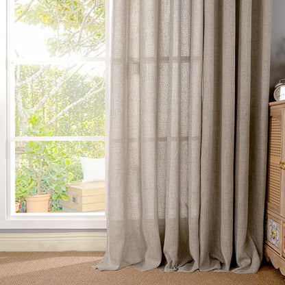 YoungsTex Dark Oatmeal Linen Curtains 54 Inch Length, Bronze Grommet Light - Image 7