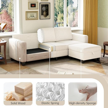 78" Sectional Sofa Couches for Living Room, Deep Seat Pet-Friendly Linen Fabric - Image 3