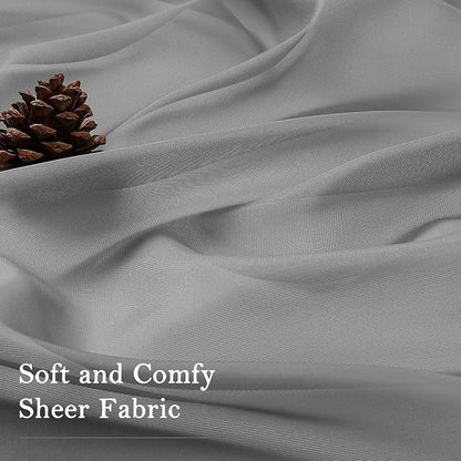 Charcoal Grey Sheer Curtains 84 Inches Long 2 Panels, Voile Airy Light - Image 9