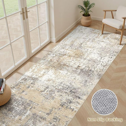 LOONGRUG Runner Rug 3x8 Washable Non-Slip Kitchen Neutral Modern Rug | Abstract - Image 3