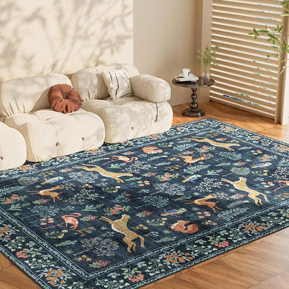 DUKINO 6x9 Area Rug, Washable Animal Living Room Rug Non Slip, Low Pile - Image 9