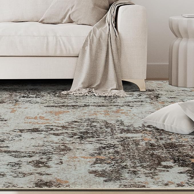 5x7 Area Rugs for Living Room Washable Bedroom Dining Room Brown Beige | Modern - Image 9