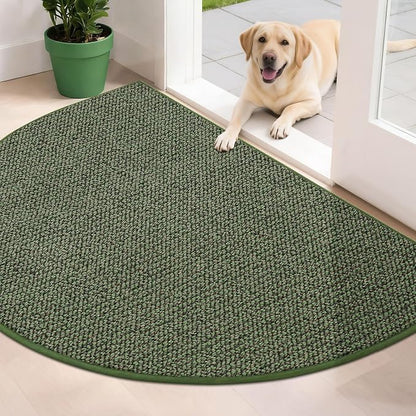 BEQHAUSE Dirt Trapper Door Mat 32" x 48" Half Circle Non Slip Rugs, Absorbent by BEQHAUSE