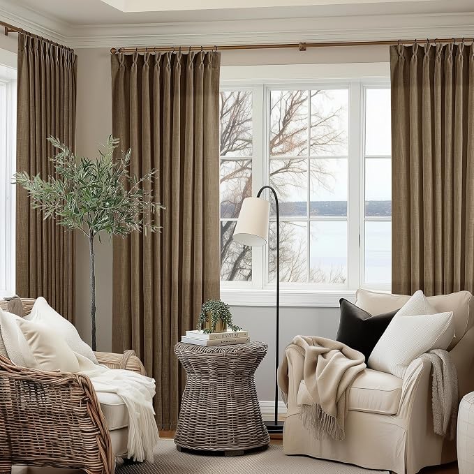 Dutch Cocoa Pinch Pleat Linen Curtains 92 Inches Long 60 Inch Wide 1 Panel | - Image 9