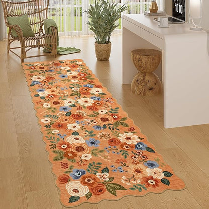DUKINO 2x6 Runner Rug, Floral Washable Rug by DUKINO