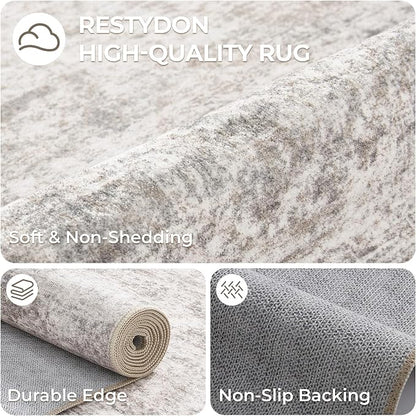 3x5 Rug for Entryway, Washable Area Rug, Taupe | Small Rug for Kitchen - Image 7