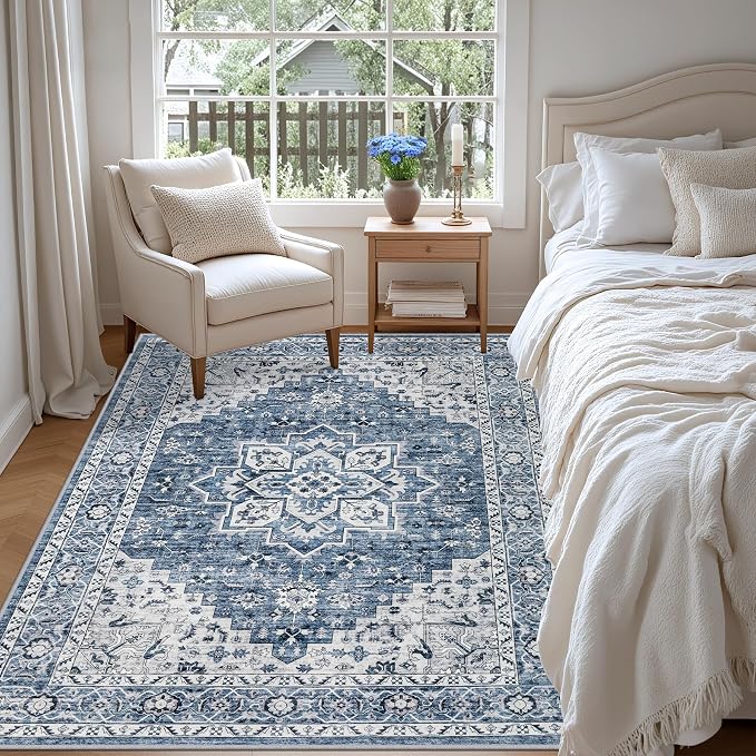 6x9 Area Rugs Living Room: Washable Vintage Rug - Image 4