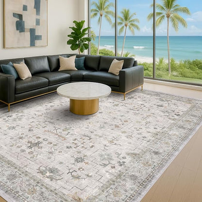Large Light Gray & Sage 9x12 Living Room Rug - Image 3