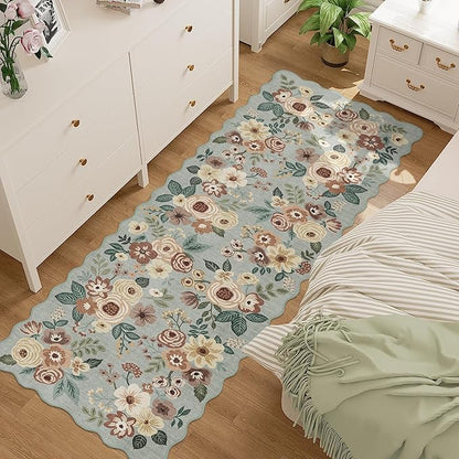 DUKINO 2x6 Runner Rug, Floral Washable Rug by DUKINO