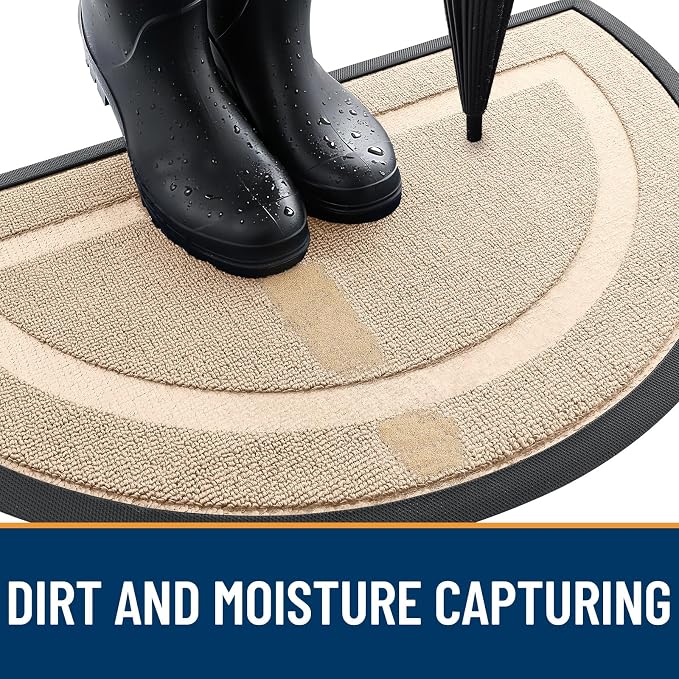 OLANLY Half Circle Front Door Mat Outside 33x21 All-Season Rubber Doormat | - Image 4
