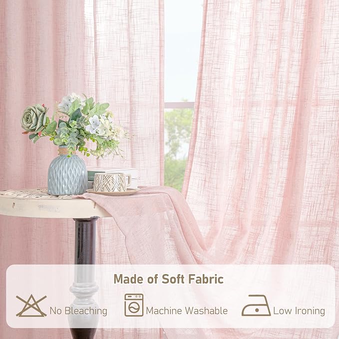 Sheer Linen Curtains 63 Inch Length - Image 8