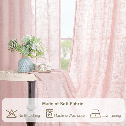 Semi Sheer Linen Curtains 45 Inches Long - Image 8