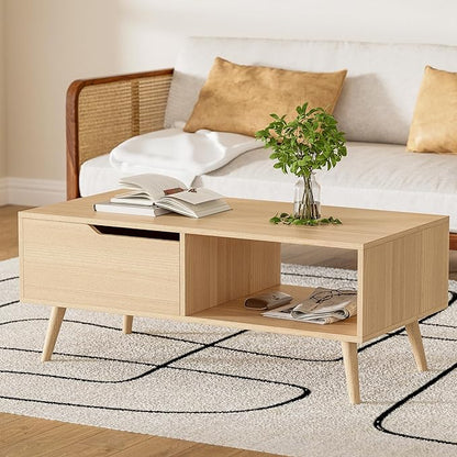 DIYART Oak Coffee Table, Mid Century Modern Coffee Table by DIYART