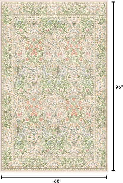Washable Beige Green 5x8 Area Rug - Image 2