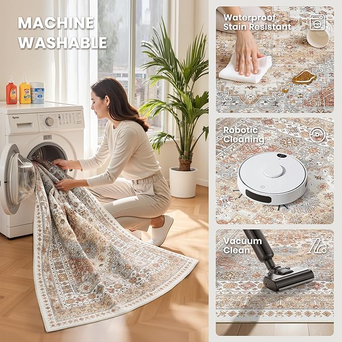 2'6 x 8' Runner Rug Non Slip, Washable Kitchen Rugs, Nursery Room, Soft Runner - Image 4