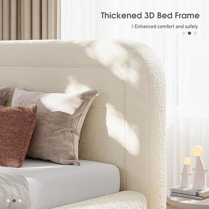 Homkdom Cloud Bed Frame with Headboard, Upholstered Soft Full Bed Frame with - Image 4