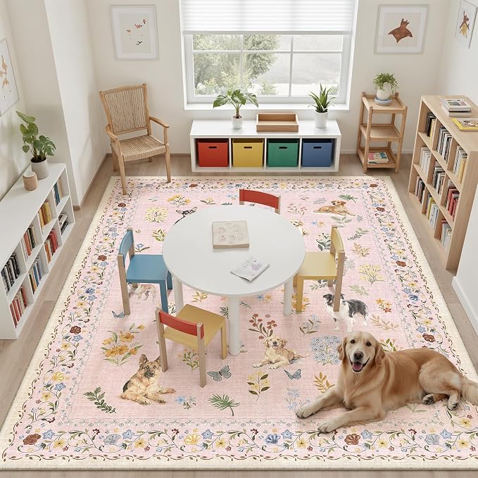 Soalmost Dog 9x12 Pink Area Rugs - Image 2