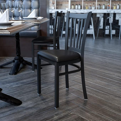 Flash Furniture HERCULES Series Black Vertical Back Metal Restaurant Chair - Image 2