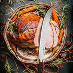 TUO Butcher Knife - 12 Inch Breaking Butcher s Knives Curved Granton Edge Carver Slicing Knife Long Meat Veggies Cleaver - German HC Steel Comfortable Pakkawood Handle - Fiery Series Gift Box Included