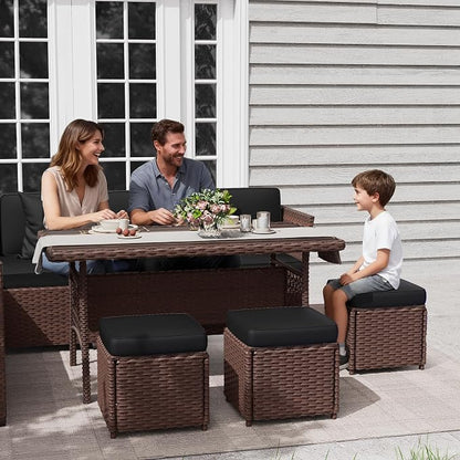 KIGOTY 7 Piece Patio Furniture Set, Outdoor PE Wicker Rattan Outdoor Dining Set - Image 8