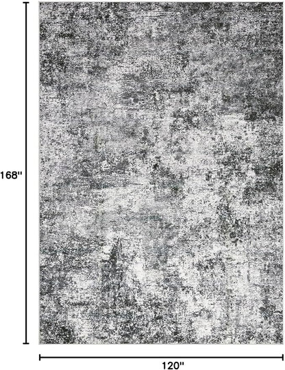 DMOYEST Area Rug Living Room Rugs 10x14 Washable Abstract Grey Carpet | Neutral - Image 2
