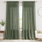 Olive Green Linen Blend Semi Sheer Curtains 108 Inches Long by 70 Inches Wide by Nanspring