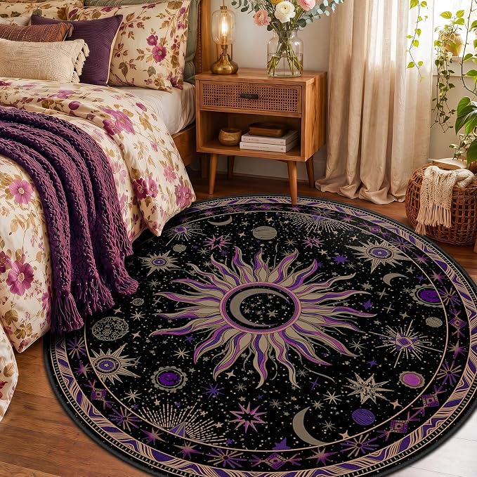 Vacuum-Friendly, Round 4ft Washable Area Rug - Image 2