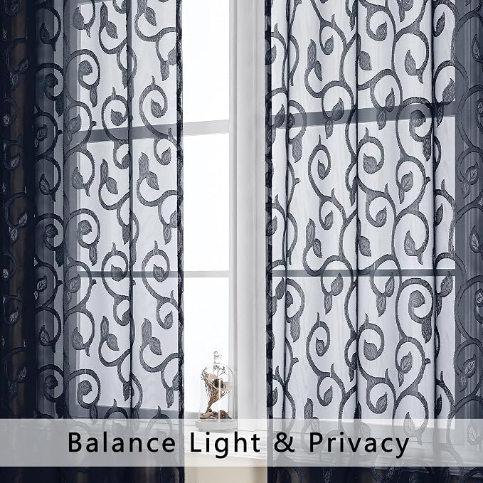 Furman Sheer Curtains 54 Inch Length 2 Panels Set - Image 2