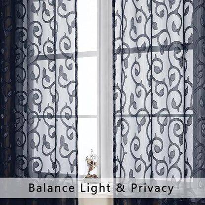 Furman Sheer Curtains 54 Inch Length 2 Panels Set - Image 2