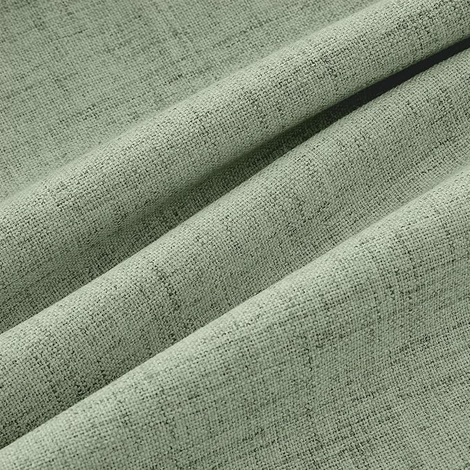 MIULEE 100% Blackout Linen Curtains 42 x 72 Inch Sage Green 2 Panels | Thermal - Image 9