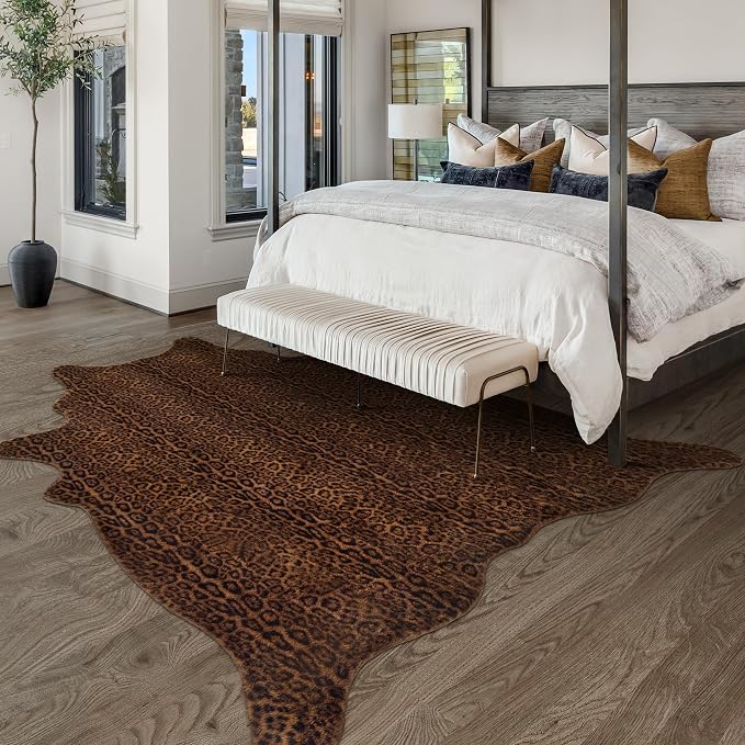 Faux Antelope Cheetah Print Rug, Leopard Rug 6.2x8.2 Faux Animal Print Skin - Image 6