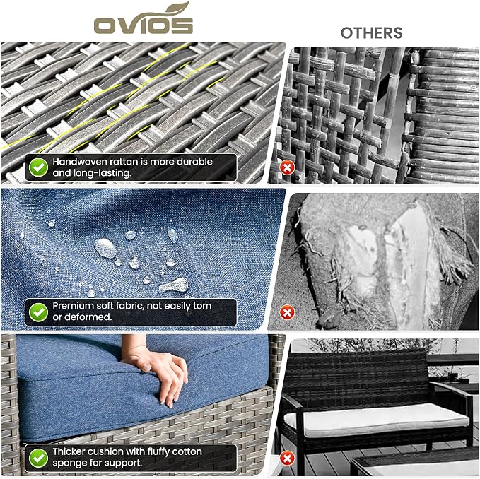 ovios 7-Piece Patio Furniture Set, Outdoor Wicker Sofa - Image 8