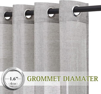 NICETOWN Charcoal Grey Solid Linen Sheer Curtains, Ring Top Thick Flax Light - Image 2