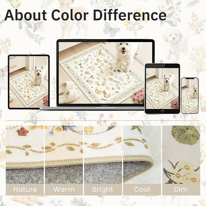 Soalmost Dog 5x7 Area Rugs for Living Room, Washable Animal Soft Rug Beige | - Image 8