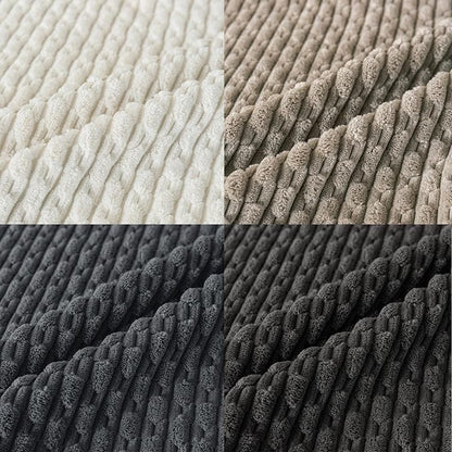 Set of 4 Grey White Taupe Decorative Throw Pillow Covers 18x18 Inch Corduroy - Image 3