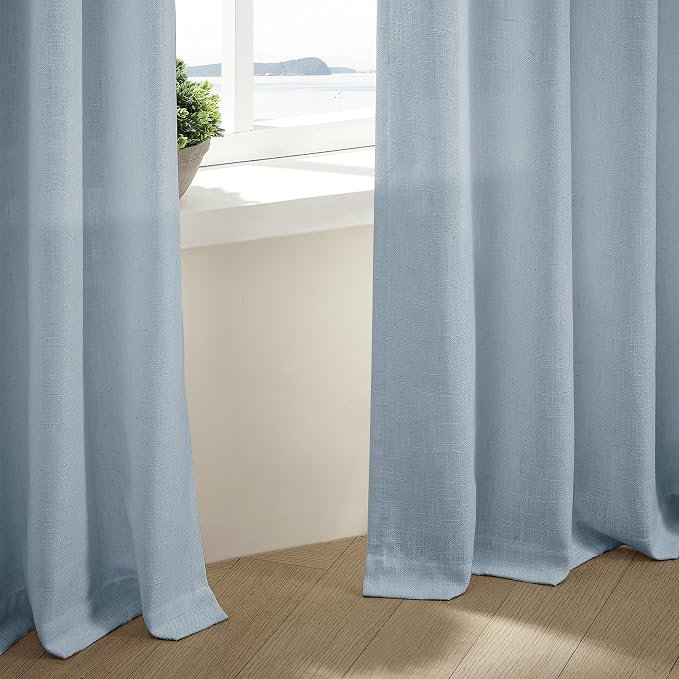 Light Blue Linen Curtains 102 Inches Long - Image 8