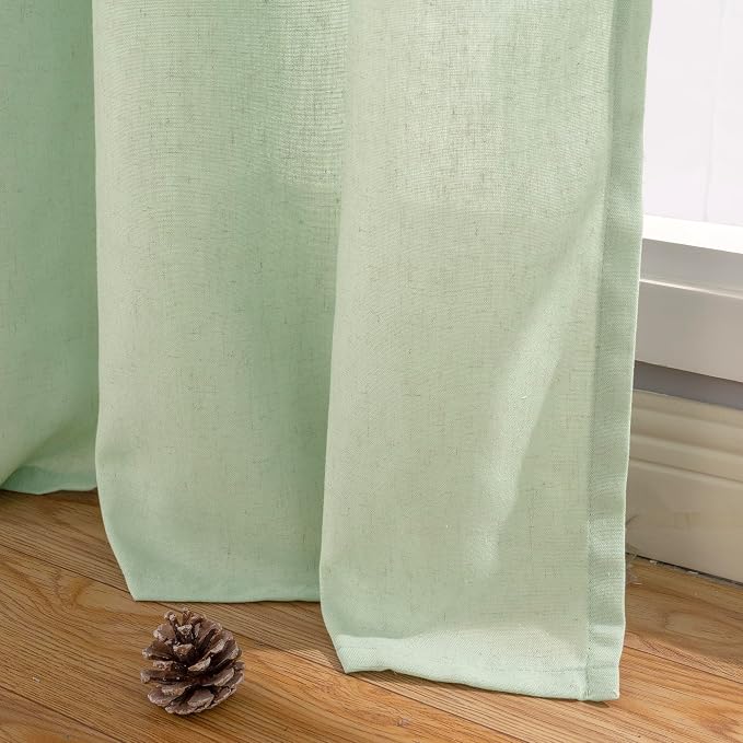 YoungsTex 80 Inch Length Sage Linen Curtains - Image 8