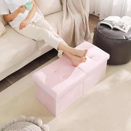 Storage Ottoman Bench Foldable Seat Footrest Shoe Bench End of Bed Storage - Image 4