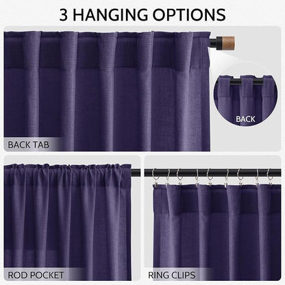 Purple Linen Curtains 72 Inch Long - Image 3