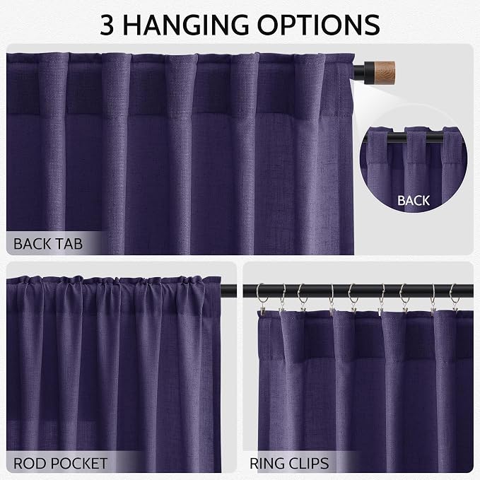 Purple Curtains 63 Inches Long 2 Panel Sets - Image 3