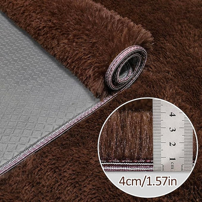 2x6 Bedside Area Rugs for Bedroom Soft Fluffy Shag Brown Rug for Hallway - Image 5