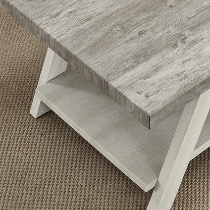 Roundhill Furniture Athens Contemporary Two-Tone Wood Shelf Side Table - Image 4