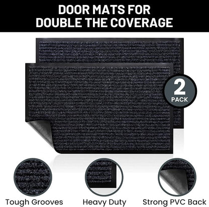 Front Door Mat, Indoor Outdoor Welcome Entryway Doormat, 30x17 Steel Gray | - Image 2