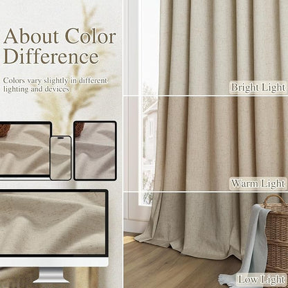 100% Blackout Linen Curtains for Bedroom 84 inches Long, Thermal Insulated Room - Image 7