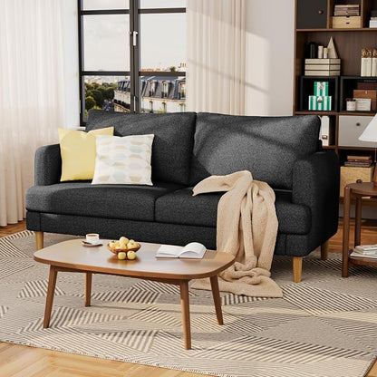 70" Modern Loveseat Sofa with USB Type-C Ports, Linen Fabric 2-Seater Deep Seat - Image 7