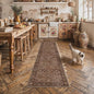 2'6''x8' Brick Red Vintage Floral Washable Runner Rug by HUGEAR