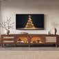 Merax Rattan TV Stand with LED Lights, Solid Wood Feet, Living Room, Bedroom by Merax
