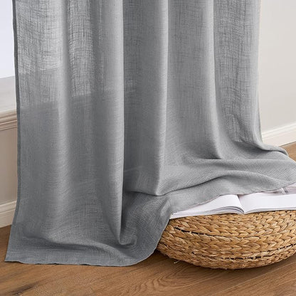 MIULEE Grey Linen Curtains 52x72 Inch Length - Image 7