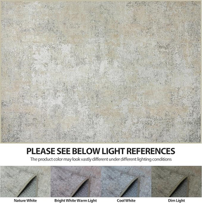 Aelenmu 10x14 Area Rugs for Living Room Washable Dining Room Beige Grey | - Image 6